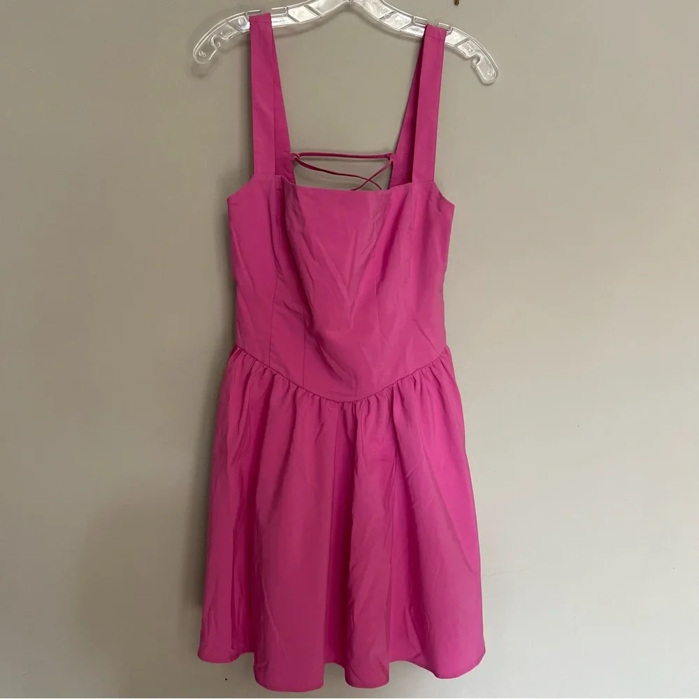New Free People East Side Lace Up Mini Dress Pink Flower Power